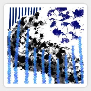 Abstract Blue,Purple,and Black Design with Floral Undertones, made by EndlessEmporium Magnet